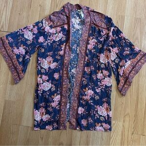 Matilda Jane m/l open front quarter length sleeves floral cardigan gold thread